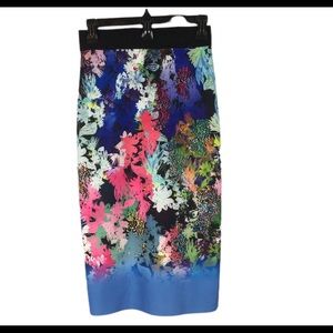 Milly Multicolored Floral Print Skirt